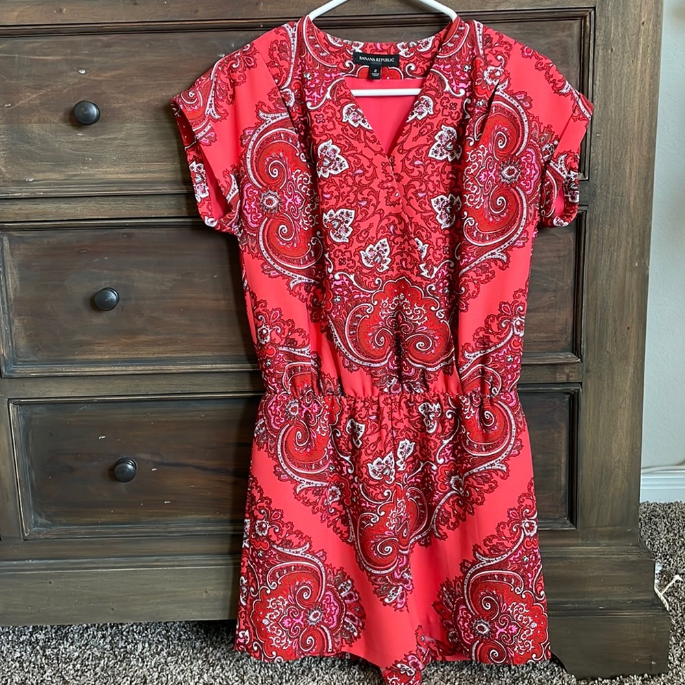 Banana Republic red patterned romper